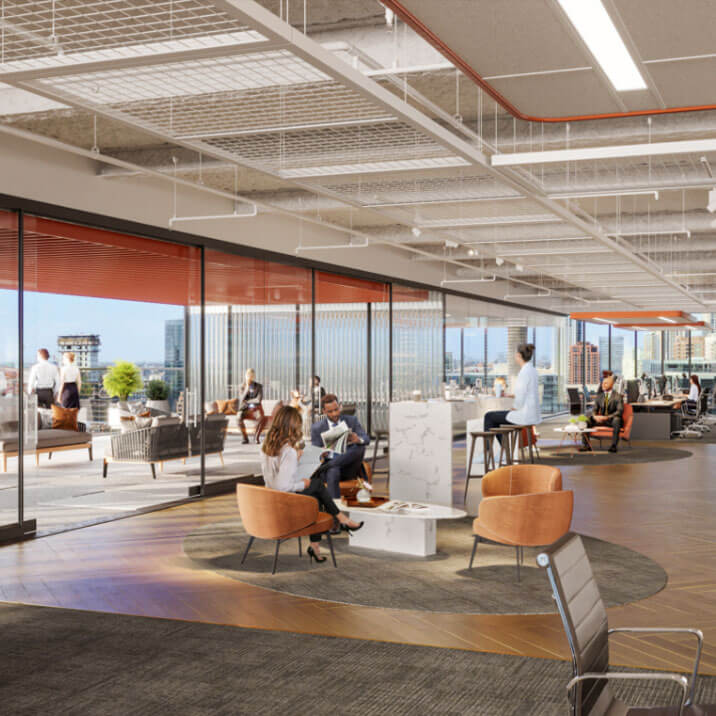 Tenants use an open concept workspace with attached terrace